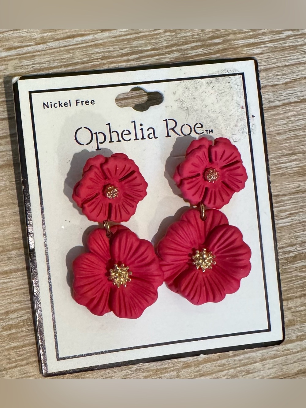 Red Floral Drop Earrings